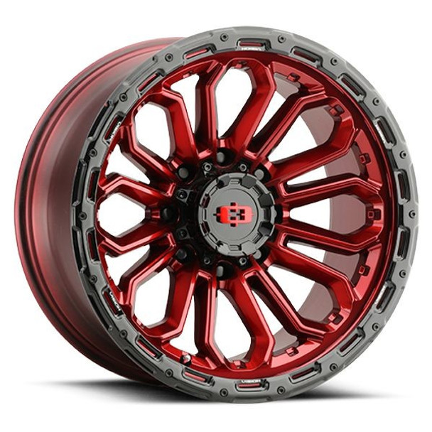 Vision Wheels Korupt 405 Gloss Red Gloss Black Lip 17x8 30mm Offset 5x127 (5x5) | Fits Jeep Wrangler 07-Present and Jeep Gladiator Vision Wheels Korupt 405 Gloss Red Gloss Black Lip 17x8 30mm Offset 5x127 (5x5) | Fits Jeep Wrangler 07-Present and Jeep Gladiator