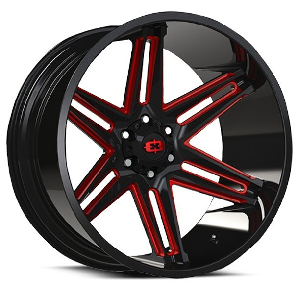 Vision Wheels Razor 363 Gloss Black Milled Spoke with Red Tint 20x12 -51mm Offset 5x127 (5x5) | Fits Jeep Wrangler 07-Present and Jeep Gladiator Vision Wheels Razor 363 Gloss Black Milled Spoke with Red Tint 20x12 -51mm Offset 5x127 (5x5) | Fits Jeep Wrangler 07-Present and Jeep Gladiator