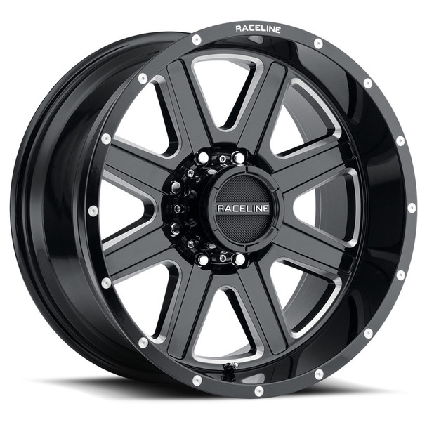 Raceline Wheels Hostage 940M Gloss Black & Milled 20x10 -19mm Offset 5x127 (5x5) | Fits Jeep Wrangler 07-Present and Jeep Gladiator Raceline Wheels Hostage 940M Gloss Black & Milled 20x10 -19mm Offset 5x127 (5x5) | Fits Jeep Wrangler 07-Present and Jeep Gladiator