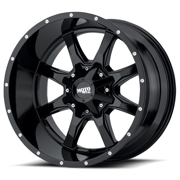 Moto Metal Wheels MO970 Gloss Black with Milled Lip 17x8 0mm Offset 5x127 (5x5),5x139.7 (5x5.5) | Fits Jeep Wrangler 07-Present and Jeep Gladiator