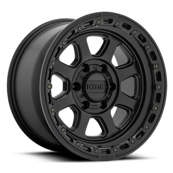 KMC Wheels Chase KM548 Satin Black with Gloss Black Lip 17x9 0mm Offset 5x127 (5x5) | Fits Jeep Wrangler 07-Present and Jeep Gladiator KMC Wheels Chase KM548 Satin Black with Gloss Black Lip 17x9 0mm Offset 5x127 (5x5) | Fits Jeep Wrangler 07-Present and Jeep Gladiator