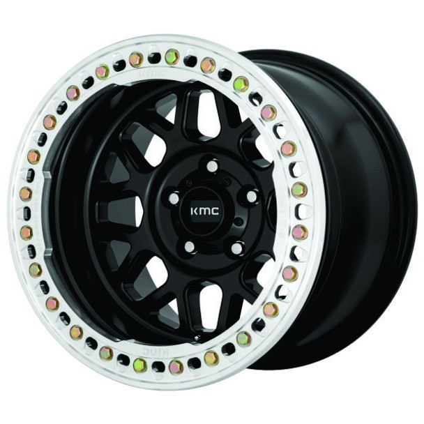 KMC Wheels Grenade Crawl KM235 Satin Black Beadlock 18x9 -24mm Offset 5x127 (5x5) | Fits Jeep Wrangler 07-Present and Jeep Gladiator KMC Wheels Grenade Crawl KM235 Satin Black Beadlock 18x9 -24mm Offset 5x127 (5x5) | Fits Jeep Wrangler 07-Present and Jeep Gladiator
