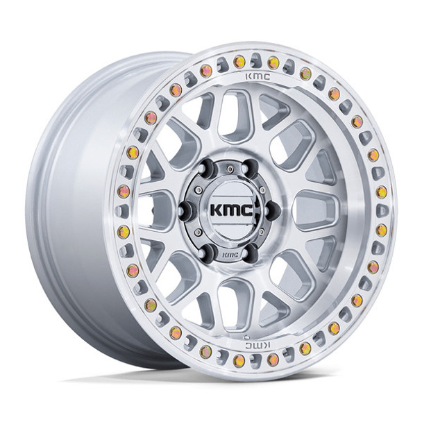 KMC Wheels GRS KM549 Gloss Silver W/ Machined Face 17x9 0mm Offset 5x127 (5x5) | Fits Jeep Wrangler 07-Present and Jeep Gladiator