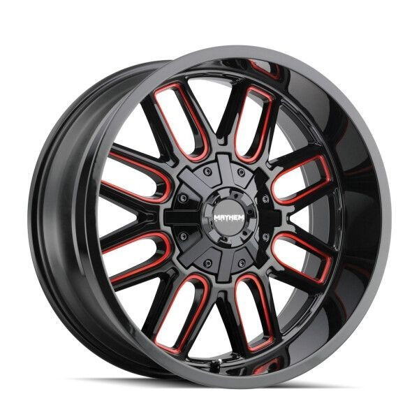 Mayhem Wheels Cogent 8107 Gloss Black with Prism Red 20x9 0mm Offset 5x127 (5x5),5x139.7 (5x5.5) | Fits Jeep Wrangler 07-Present and Jeep Gladiator