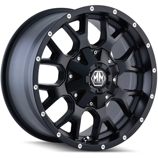 Mayhem Wheels Warrior 8015 Matte Black 20x9 0mm Offset 5x127 (5x5),5x139.7 (5x5.5) | Fits Jeep Wrangler 07-Present and Jeep Gladiator
