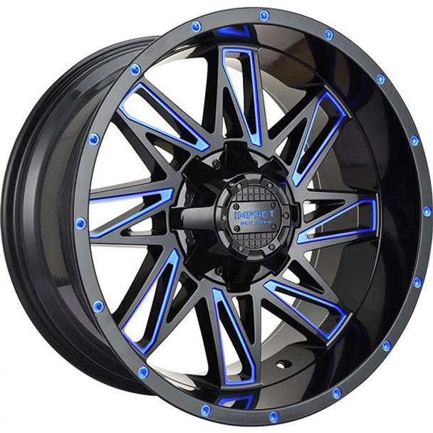 Impact Offroad Wheels 814 Gloss Black Blue Milled 17x9 -12mm Offset 5x127 (5x5),5x139.7 (5x5.5) | Fits Jeep Wrangler 07-Present and Jeep Gladiator Impact Offroad Wheels 814 Gloss Black Blue Milled 17x9 -12mm Offset 5x127 (5x5),5x139.7 (5x5.5) | Fits Jeep Wrangler 07-Present and Jeep Gladiator