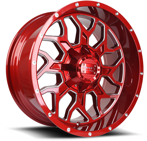 Impact Offroad Wheels 813 Candy Red Milled 20x10 -12mm Offset 5x127 (5x5),5x139.7 (5x5.5) | Fits Jeep Wrangler 07-Present and Jeep Gladiator