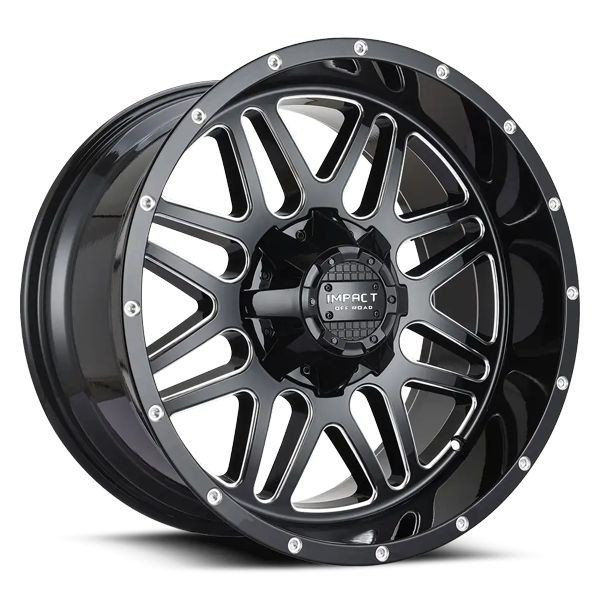 Impact Offroad Wheels 806 Gloss Black Milled 22x12 -44mm Offset 5x127 (5x5),5x139.7 (5x5.5) | Fits Jeep Wrangler 07-Present and Jeep Gladiator