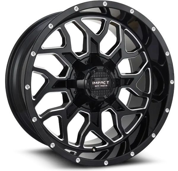 Impact Offroad Wheels 813 Gloss Black Milled 22x12 -44mm Offset 5x139.7 (5x5.5),5x127 (5x5) | Fits Jeep Wrangler 07-Present and Jeep Gladiator
