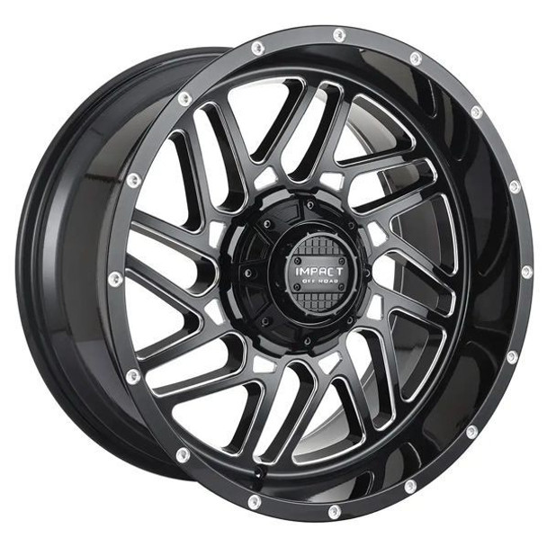 Impact Offroad Wheels 808 Gloss Black Milled 20x12 -44mm Offset 5x127 (5x5),5x139.7 (5x5.5) | Fits Jeep Wrangler 07-Present and Jeep Gladiator