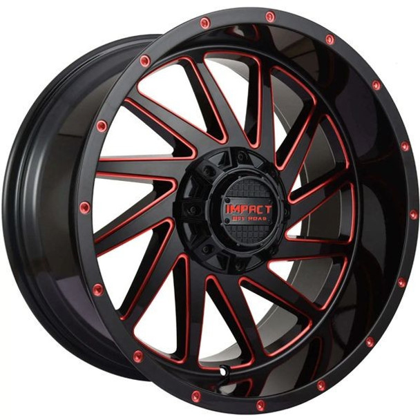 Impact Offroad Wheels 811 Gloss Black Milled Candy Red 17x9 0mm Offset 5x127 (5x5),5x139.7 (5x5.5) | Fits Jeep Wrangler 07-Present and Jeep Gladiator Impact Offroad Wheels 811 Gloss Black Milled Candy Red 17x9 0mm Offset 5x127 (5x5),5x139.7 (5x5.5) | Fits Jeep Wrangler 07-Present and Jeep Gladiator