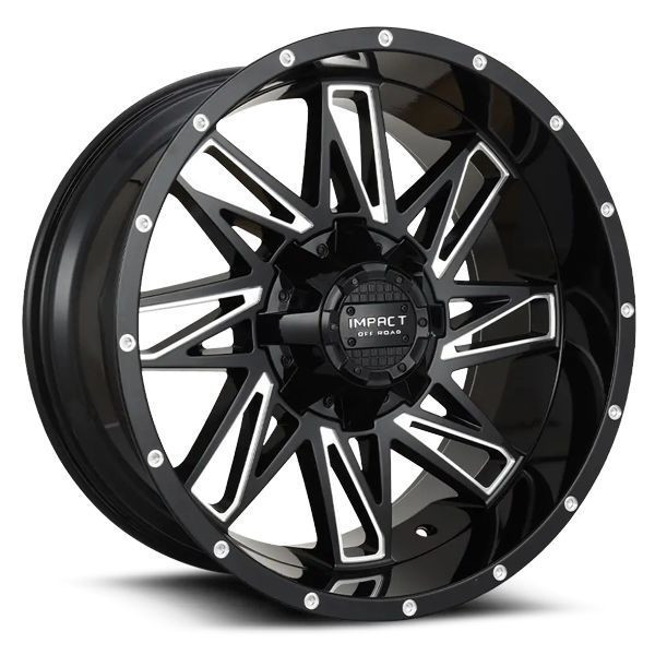 Impact Offroad Wheels 814 Gloss Black Milled 17x9 -12mm Offset 5x114.3 (5x4.5),5x127 (5x5)