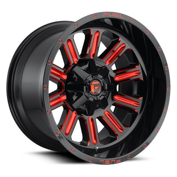 Fuel Offroad Wheels Hardline D621 Gloss Black Milled w/ Red Accents 18x9 1mm Offset 5x127 (5x5) | Fits Jeep Wrangler 07-Present and Jeep Gladiator