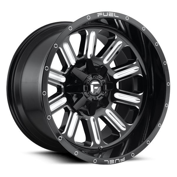 Fuel Offroad Wheels Hardline D620 Gloss Black w/ Milled Accents 18x9 1mm Offset 8x165.1 (8x6.5)