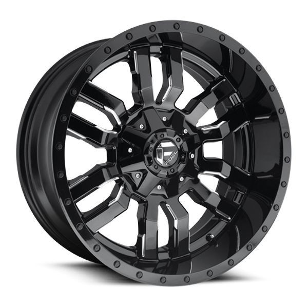 Fuel Offroad Wheels Sledge D595 Gloss Black Milled 20x9 1mm Offset 8x165.1 (8x6.5)