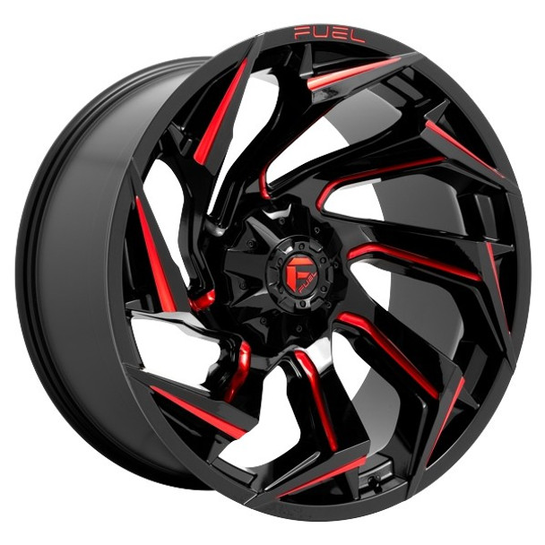 Fuel Offroad Wheels Reaction D755 Gloss Black Milled with Red Tint 20x10 -18mm Offset 8x165.1 (8x6.5)