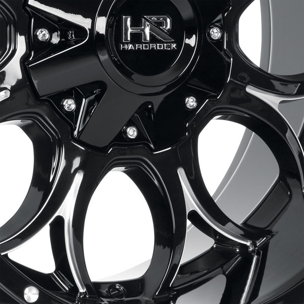 Hardrock Offroad Wheels Horseshoe H713 Gloss Black Milled 20x12 -51mm Offset 5x127 (5x5),5x139.7 (5x5.5) | Fits Jeep Wrangler 07-Present and Jeep Gladiator