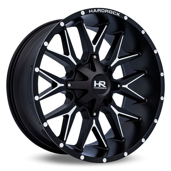 Hardrock Offroad Wheels H700 Gloss Black Milled 22x10 -19mm Offset 5x127 (5x5),5x139.7 (5x5.5) | Fits Jeep Wrangler 07-Present and Jeep Gladiator
