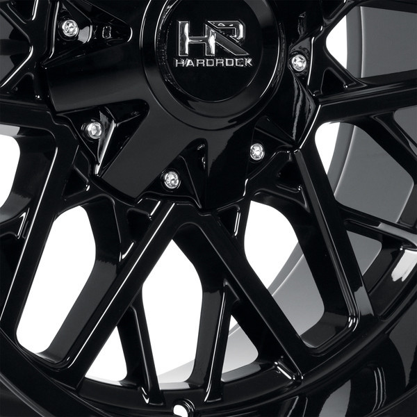 Hardrock Offroad Wheels Bomber H714 Gloss Black 20x9 0mm Offset 5x127 (5x5),5x139.7 (5x5.5) | Fits Jeep Wrangler 07-Present and Jeep Gladiator