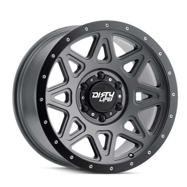 DirtyLife Wheels Theory 9305 Matte Gunmetal w/ Matte Black Lip 18x9 0mm Offset 5x127 (5x5) | Fits Jeep Wrangler 07-Present and Jeep Gladiator