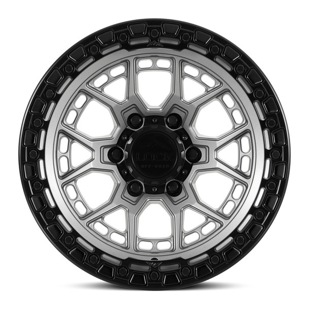 Lock Offroad Wheels Commando Matte Grey with Matte Black Ring 17x9 -12mm Offset 5x127 (5x5)| Fits Jeep Wrangler 07-Up and Jeep Gladiator