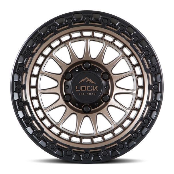 Lock Offroad Wheels Mojave Matte Bronze with Matte Black Ring 17x8.5 25mm Offset 5x127 (5x5)| Fits Jeep Wrangler 07-Up and Jeep Gladiator