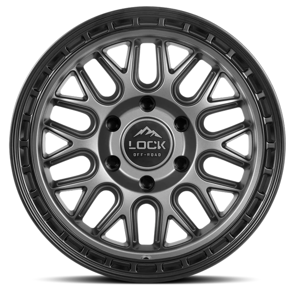 Lock Offroad Wheels Onyx Matte Grey with Matte Black Ring 17x9 -12mm Offset 5x127 (5x5)| Fits Jeep Wrangler 07-Up and Jeep Gladiator