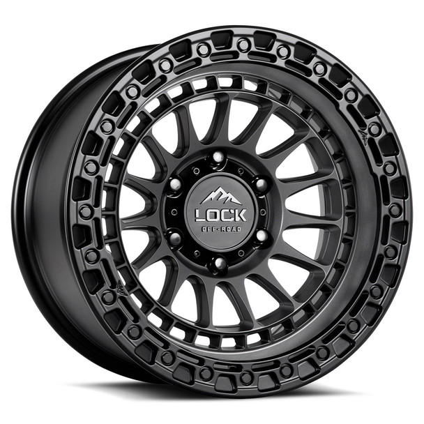 Lock Offroad Wheels Mojave Matte Grey with Matte Black Ring 17x8.5 25mm Offset 5x127 (5x5)| Fits Jeep Wrangler 07-Up and Jeep Gladiator