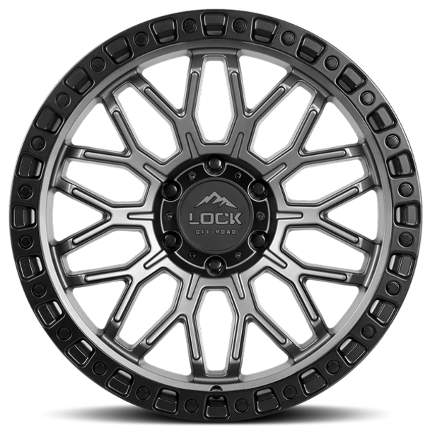 Lock Offroad Wheels Combat Matte Grey with Matte Black Ring 17x9 1mm Offset 5x127 (5x5)| Fits Jeep Wrangler 07-Up and Jeep Gladiator Lock Offroad Wheels Combat Matte Grey with Matte Black Ring 17x9 1mm Offset 5x127 (5x5)| Fits Jeep Wrangler 07-Up and Jeep Gladiator