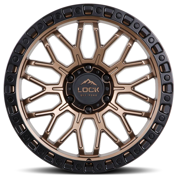 Lock Offroad Wheels Combat Matte Bronze with Matte Black Ring 17x9 1mm Offset 5x127 (5x5)| Fits Jeep Wrangler 07-Up and Jeep Gladiator