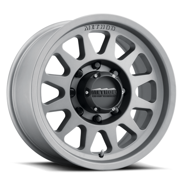 Method MR704 HD 17x9 18mm Offset 8x180 130.81mm CB Titanium Wheel