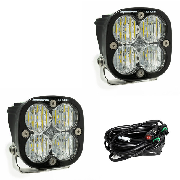 LED Light Pods Clear Lens Wide Cornering Pair Squadron Sport