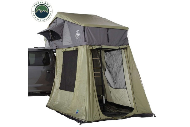 Overland Vehicle Systems Roof Top Tent Annex for Nomadic 4 Extended Roof Top Tent, Green Base With Black Floor & Travel Cover |18549936