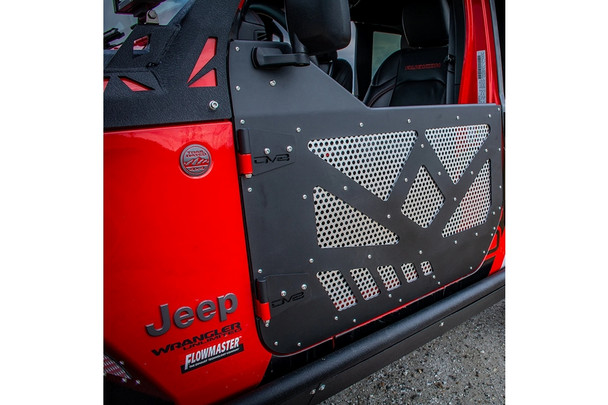 DV8 Offroad Front Aluminum Half Doors w/ Mesh Screens |HDJL-01F-Fits Jeep Gladiator JT / Jeep Wrangler JL