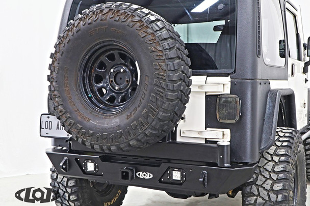 LOD Destroyer Rear Bumper with Tire Carrier, Black Texture |JBC9641-Fits Jeep Wrangler TJ / Jeep Wrangler LJ / Jeep Wrangler YJ