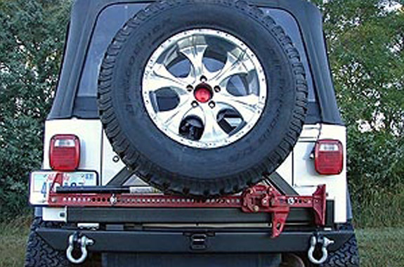 Rock Hard 4x4 Patriot Series Rear Bumper w/Tire Carrier Black |RH-2001-C-Fits Jeep Wrangler LJ / Jeep Wrangler TJ / Jeep Wrangler YJ / Jeep CJ