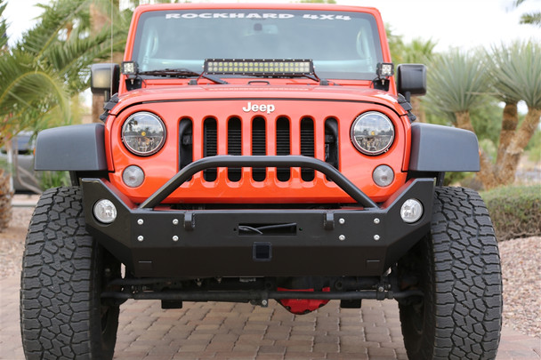 Rock Hard 4x4 Patriot Series Mid Width Front Bumper w/ Receiver w/ Lowered Winch Mount |RH-5024-Fits Jeep Wrangler JK