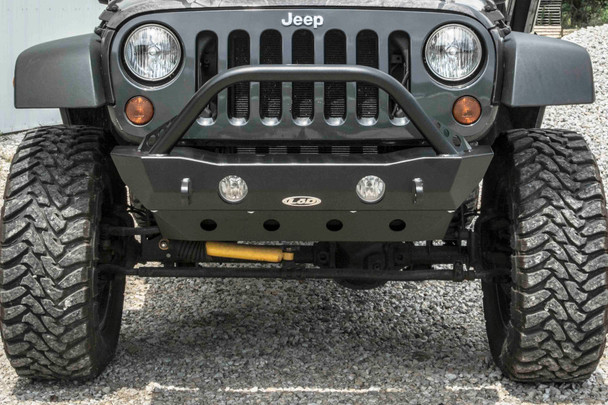LOD Destroyer Shorty Front Bumper w/ Bull Bar Black Powder Coated |JFB0703-Fits Jeep Wrangler JK