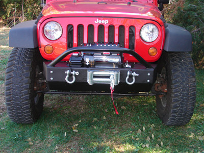 Rock Hard 4x4 Patriot Series Stubby Front Bumper w/Lowered Winch Plate |RH-5002-Fits Jeep Wrangler JK