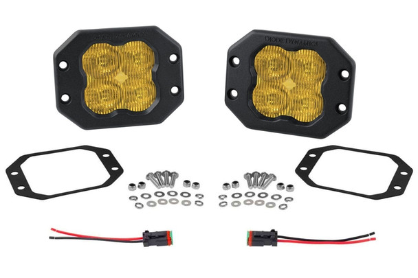 Diode Dynamics SS3 Yellow Pro Flush Mount LED Pod Pair, SAE Fog - Amber |DD6940P