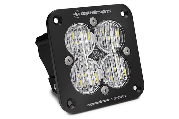 Baja Designs Squadron Sport Black Flush Mount LED Auxiliary Light Pod, Wide Cornering - Clear |551005