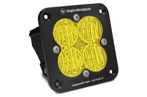 Baja Designs Squadron Sport Black Flush Mount LED Auxiliary Light Pod, Wide Cornering - Amber |551015