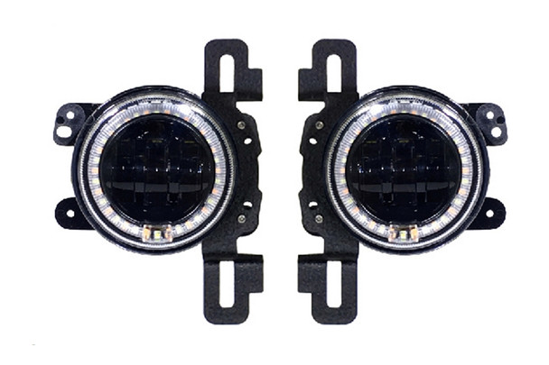 Quake LED 4in White Halo DRL w/Amber Turn Signal |QTE961-Fits Jeep Wrangler JL / Jeep Gladiator JT