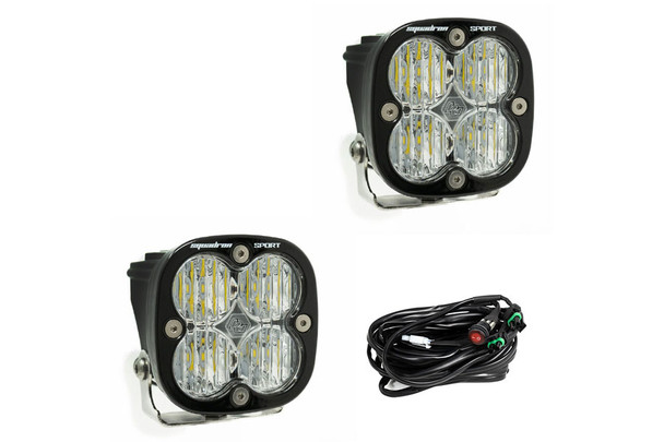 Baja Designs Squadron Sport Black LED Auxiliary Light Pod Pair, Wide Cornering - Clear |557805