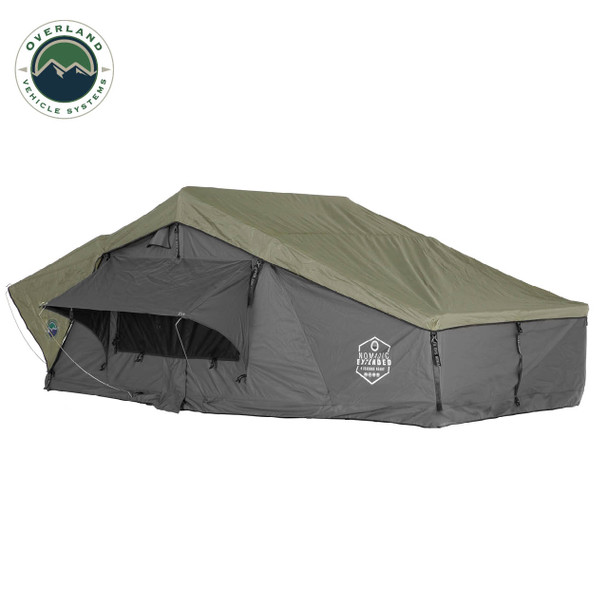 Overland Vehicle Systems Nomadic 2 Extended Roof Top Tent, Gray Body Green Rainfly
