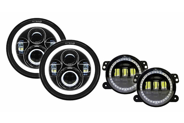 Quake LED 7in Headlights & LED Fog Lights
