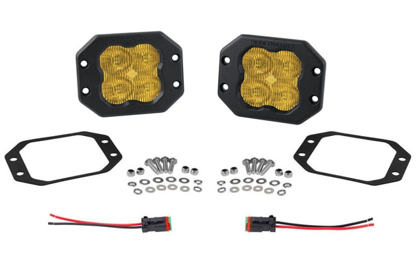 Diode Dynamics SS3 Yellow Sport Flush Mount LED Pod Pair, SAE Fog - Amber