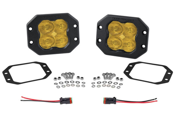 Diode Dynamics SS3 Yellow Pro Flush Mount LED Pod Pair, SAE Driving - Amber