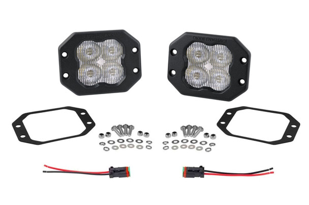 Diode Dynamics SS3 White Sport Flush Mount LED Pod Pair, SAE Fog - Amber