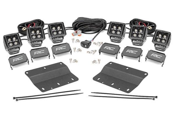 Rough Country Triple 2in Cube Fog Light Mount Kit, Amber DRL